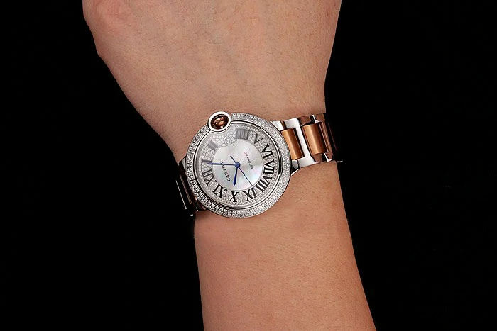 Cartier Ballon Bleu 46 MM Diamond Dial Diamond Case Rose Gold And Staineless Steel Bracelet new124503