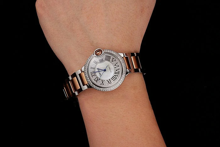 Cartier Ballon Bleu 40 MM Diamond Dial Diamond Case Rose Gold And Staineless Steel Bracelet new124504