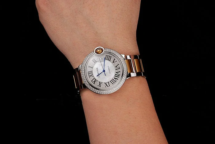Cartier Ballon Bleu 46 MM Diamond Dial Diamond Case Gold And Staineless Steel Bracelet new124505