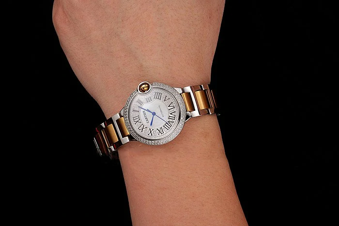Cartier Ballon Bleu 40 MM Diamond Dial Diamond Case Gold And Staineless Steel Bracelet new124506