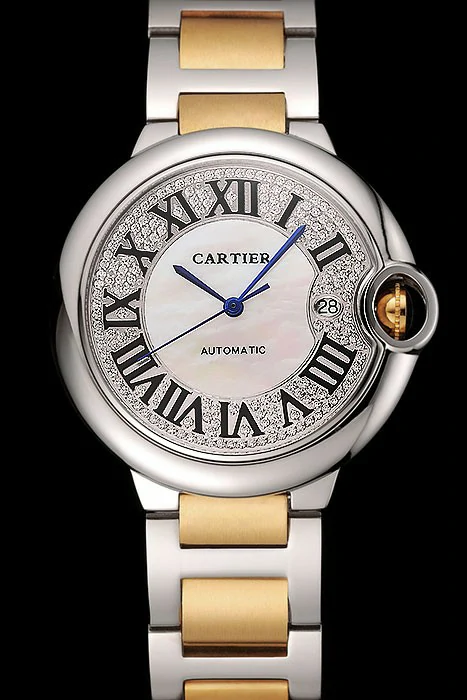 Cartier Ballon Bleu 46 MM Diamond Dial Gold And Staineless Steel Bracelet new124507