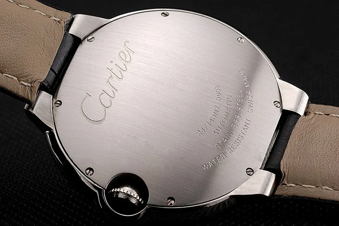 Cartier Ballon Bleu 46 MM Diamond Dial Diamond Case Black Leather Bracelet new124512