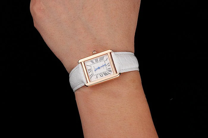 Cartier Tank Solo White Dial Gold Case White Leather Bracelet new124514