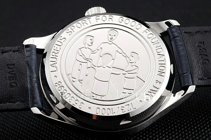 IWC Portuguese Black Dial White Subdials Silver Case Black Leather Bracelet new124522