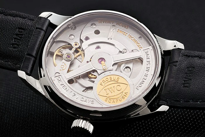 IWC Portuguese Grey Dial Red Subdials Silver Case Black Leather Bracelet new124523