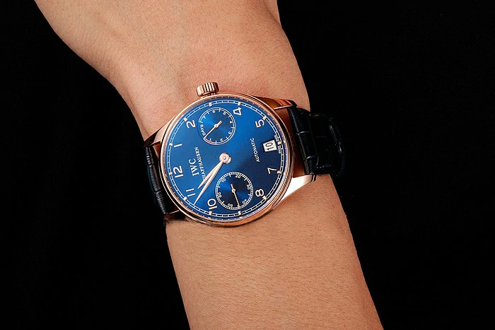 IWC Portuguese Blue Dial Gold Case Blue Leather Bracelet new124535