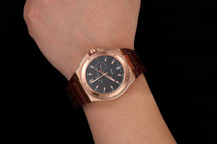 IWC Big Ingenieur 7 Day Power Reserve Black Dial Rose Gold Case Brown Leather Bracelet new124537