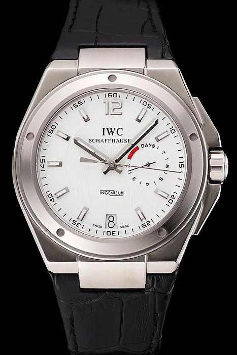 IWC Big Ingenieur 7 Day Power Reserve White Dial Silver Case Black Leather Bracelet new124540