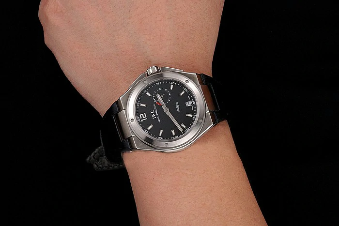 IWC Big Ingenieur 7 Day Power Reserve Black Dial Silver Case Black Leather Bracelet new124541