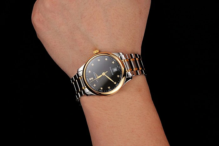 Longines Master Black Dial Diamond Hour Markers Two Tone Stainless Steel Bracelet new124548