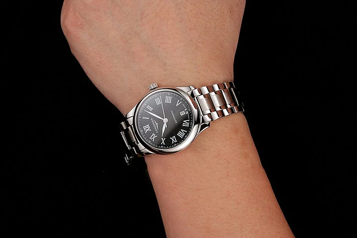 Longines Master Black Dial Roman Numerals Hour Markers Stainless Steel Bracelet new124549
