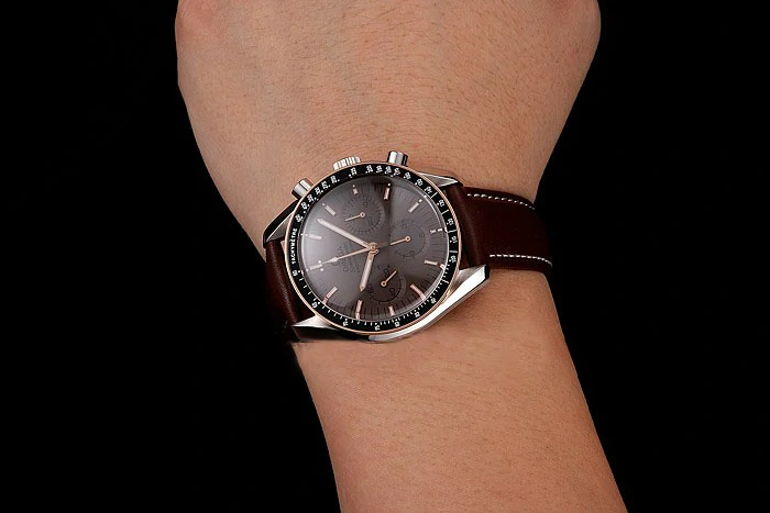 Omega Speedmaster Professional Brown Dial Gold Accents Brown Leather Bracelet new124554