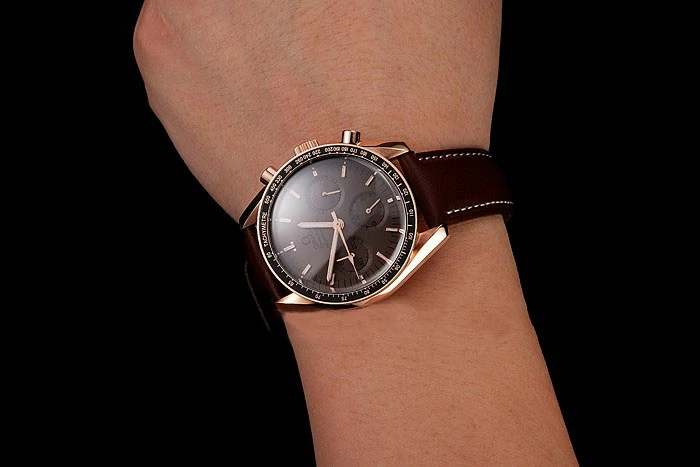 Omega Speedmaster Professional Brown Dial Gold Case Brown Leather Bracelet new124555