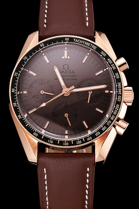 Omega Speedmaster Professional Brown Dial Gold Case Brown Leather Bracelet new124555