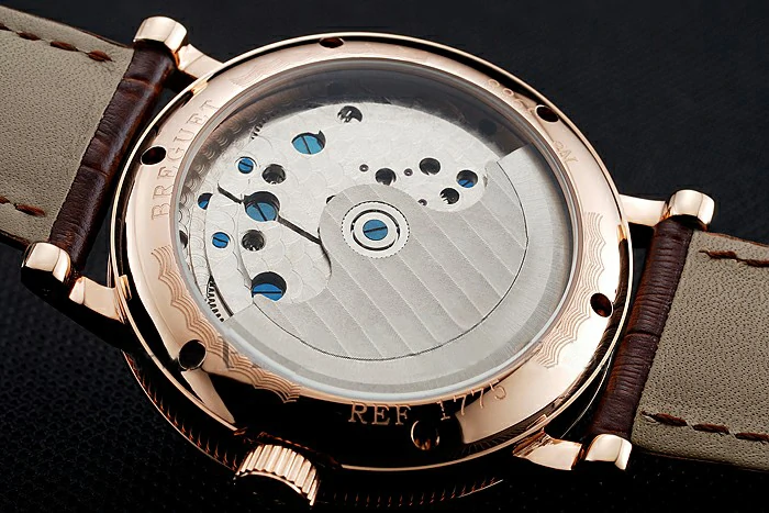 Breguet Tradition Silver Dial Gold Diamond Case Brown Leather Bracelet new124882