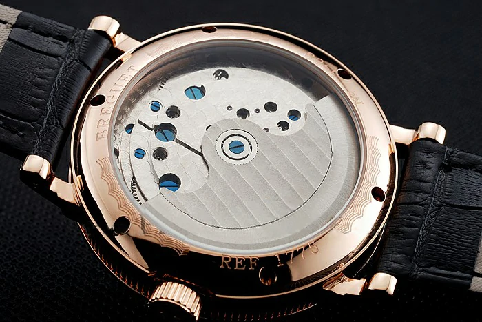 Breguet Tradition Black Dial Gold Diamond Case Black Leather Bracelet new124883