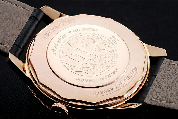 Jaeger LeCoultre Geophysic Black Dial Gold Case Black Leather Bracelet new124886