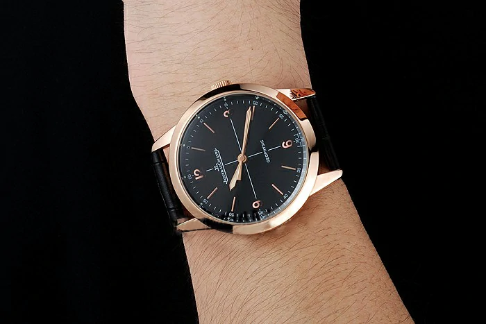 Jaeger LeCoultre Geophysic Black Dial Gold Case Black Leather Bracelet new124886