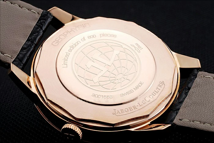 Jaeger LeCoultre Geophysic White Dial Gold Diamond Case Black Leather Bracelet new124890