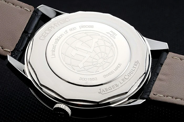 Jaeger LeCoultre Geophysic White Dial Silver Diamond Case Black Leather Bracelet new124891