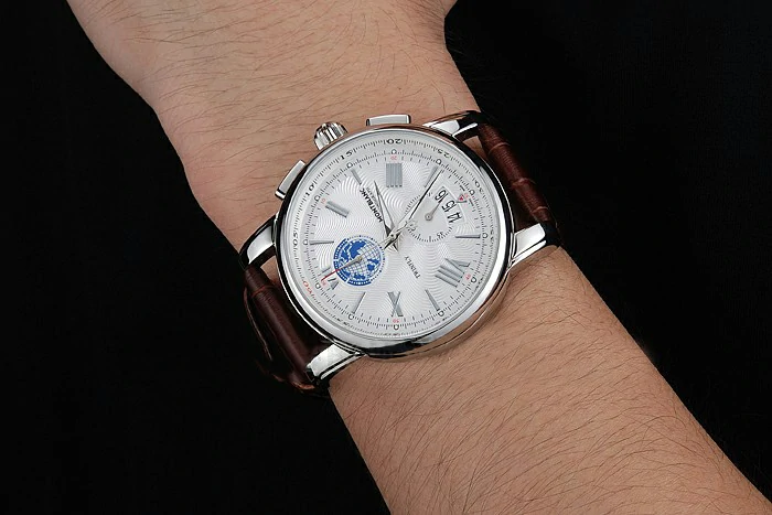 Montblanc Twinfly Chronograph White Dial Brown Leather Bracelet new125124