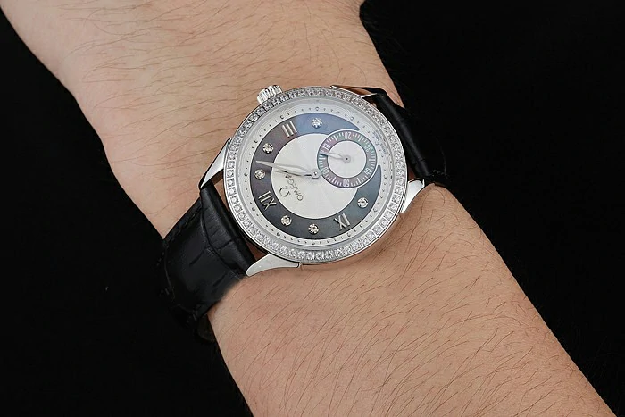 Omega DeVille Prestige Black Dial Silver Diamond Case Black Leather Bracelet new125127