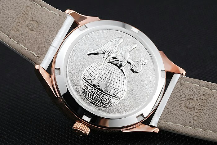 Omega DeVille Prestige White Dial Gold Diamond Case White Leather Bracelet new125129