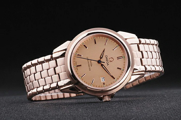 Omega De Ville Chronometer Rose Gold Dial Rose Gold Stainless Steel Bracelet new125184