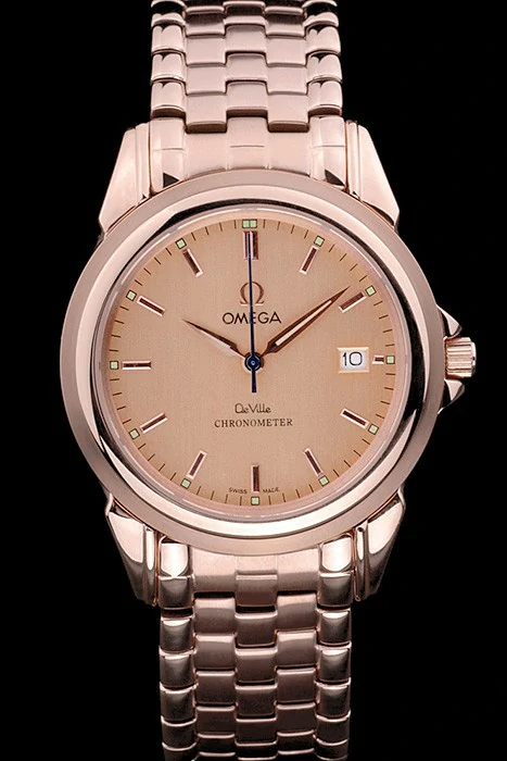 Omega De Ville Chronometer Rose Gold Dial Rose Gold Stainless Steel Bracelet new125184