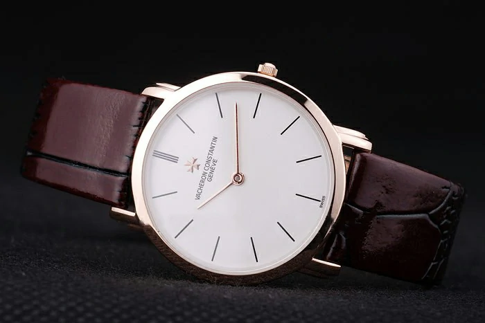 Vacheron Constantin Patrimony White Dial Rose Gold Case Rich Maroon Leather Bracelet new16561