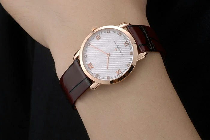 Vacheron Constantin Silver Dial Rose Gold Case Rich Maroon Bracelet new16571