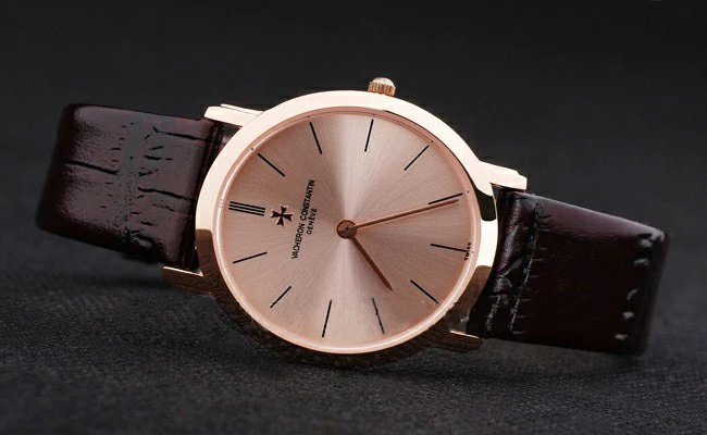 Vacheron Constantin Patrimony Rose Gold Dial Brown Leather Bracelet new16591