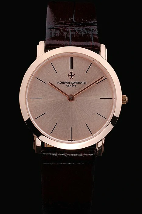 Vacheron Constantin Patrimony Rose Gold Dial Brown Leather Bracelet new16591