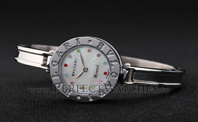 Bvlgari B.ZERO1 White Dial Multicolor Diamond Numerals Stainless Steel Bracelet new2711