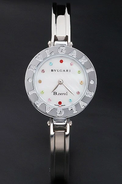 Bvlgari B.ZERO1 White Dial Multicolor Diamond Numerals Stainless Steel Bracelet new2711