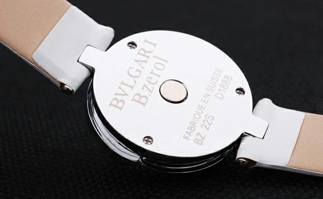 Bvlgari B.ZERO1 White Dial Multicolor Diamond Numerals White Leather Bracelet new2721
