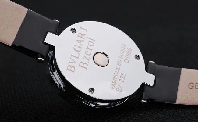 Bvlgari B.ZERO1 25mm Black Dial Stainless Steel Case Black Bezel Black Leather Bracelet new2741