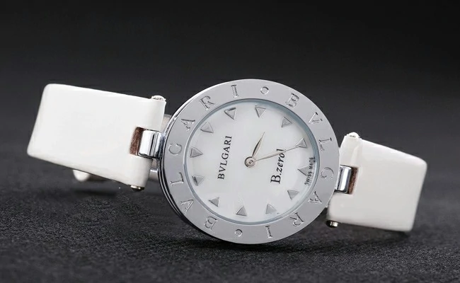 Bvlgari B.ZERO1 25mm White Dial Stainless Steel Case And Bezel White Leather Bracelet new2771