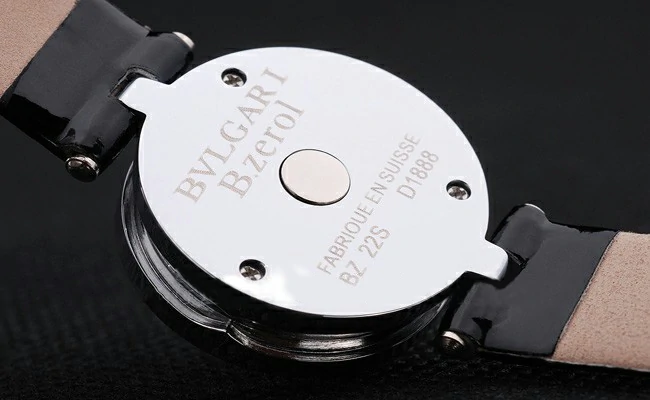 Bvlgari B.ZERO1 25mm White Dial Stainless Steel Case Gold Bezel Black Leather Bracelet new2791