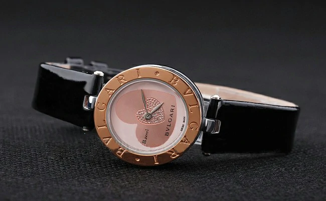 Bvlgari B.ZERO1 25mm White Dial Stainless Steel Case Gold Bezel Black Leather Bracelet new2791
