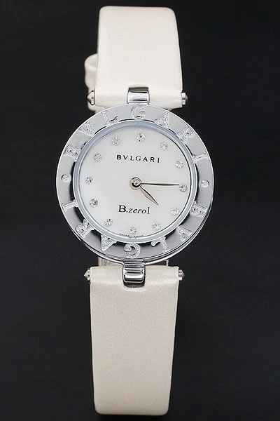 Bvlgari B.ZERO1 25mm White Dial Stainless Steel Case And Bezel Ivory Leather Bracelet new2871