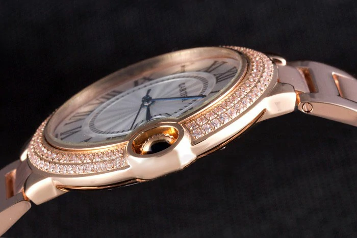 Cartier Ballon Bleu 42mm White Dial Diamonds Pink Gold Case And Bracelet new4881