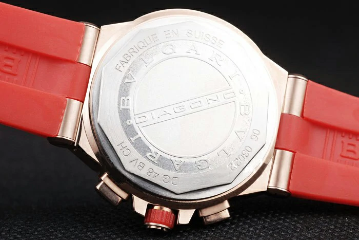 Bvlgari Diagono 36mm White Dial Red Rubber Bracelet new56082