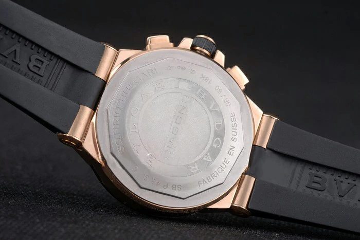 Bvlgari Diagono 36mm White Dial Gold Case With Diamonds Black Rubber Bracelet new56142