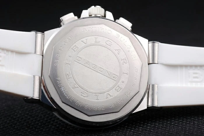 Bvlgari Diagono 36mm White Dial Stainless Steel Case With Diamonds White Rubber Bracelet new56162