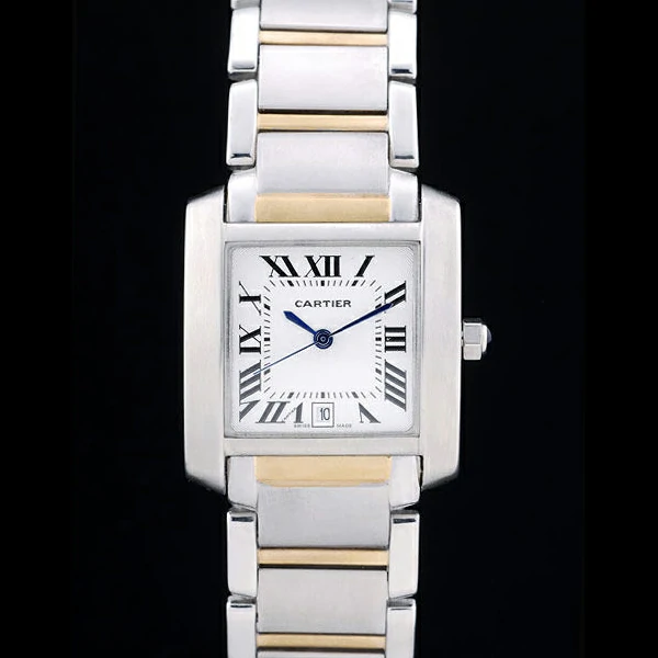 Cartier Tank Francaise 29mm White Dial Stainless Steel Case Two Tone Bracelet new57536