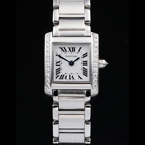 Cartier Tank Anglaise 20mm White Dial Diamonds Steel Case Stainless Steel Bracelet new57542