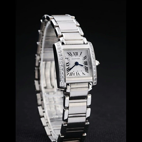 Cartier Tank Anglaise 20mm White Dial Diamonds Steel Case Stainless Steel Bracelet new57542