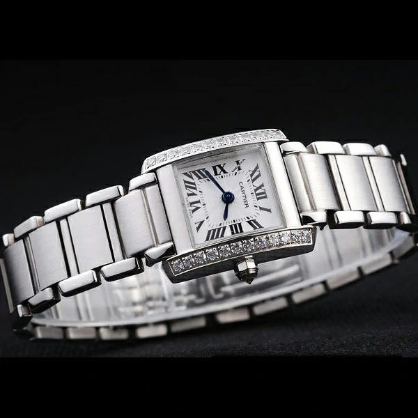 Cartier Tank Anglaise 20mm White Dial Diamonds Steel Case Stainless Steel Bracelet new57542