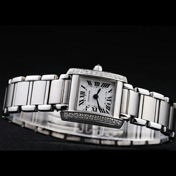 Cartier Tank Anglaise 20mm White Dial Diamonds Steel Case Stainless Steel Bracelet new57542